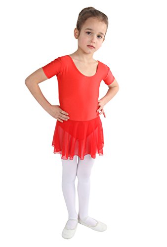 Vestido de ballet de manga corta para niña, niña, color Rojo - Rojo, tamaño 5...