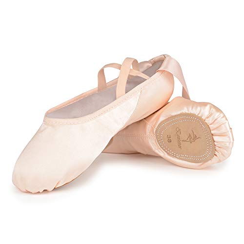Zapatillas de Ballet Suela Partida SatÃ­n Zapatos de Danza y Gimnasia con Cinta...