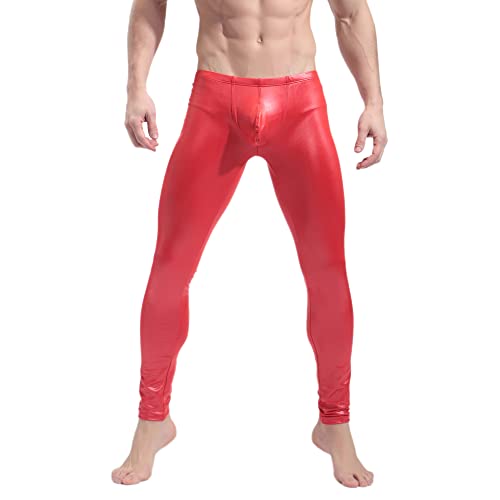 BaronHong Pantalones Ajustados de Cuero sintético para Hombre Pantalones Largos...