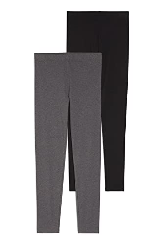 C&A Leggings para mujer, color liso, 2 unidades, gris oscuro, M