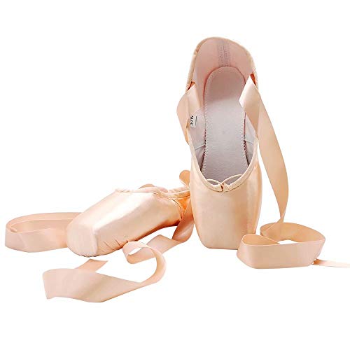 s.lemon Zapatos de Punta Zapatillas de Ballet Baile Satén con Cinta para Niñas...