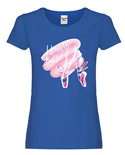 Camiseta con texto 'I Love Ballet Ballet Ballerina' para mujer y mujer azul...