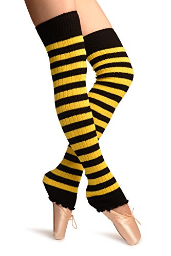 LissKiss Yellow & Black Stripes Dance/Ballet Leg Warmers - Leg Warmers -...