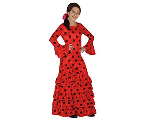 Atosa - Disfraz de flamenca para ni├▒a, color rojo, talla M, 5-6 a├▒os...