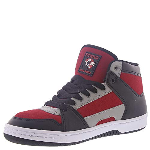 Etnies Men's MC Rap Hi Top Sneaker Shoes Black/Red/Gray 10