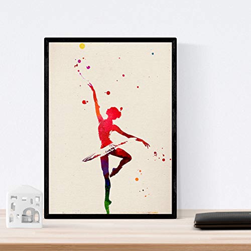 Nacnic Lámina para enmarcar Bailarina DE Ballet Estilo Acuarela. Poster con...