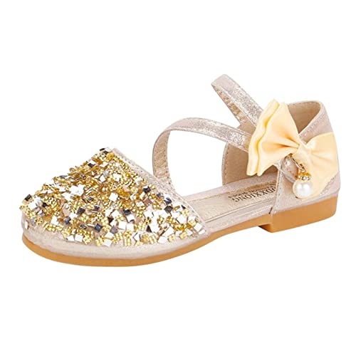 LLUO Zapatos de princesa para niñas con perlas, brillantes, lazos, lentejuelas,...