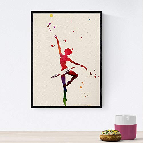 Nacnic Poster de Bailarina de Ballet con diseño Acuarela. Mix de láminas con...