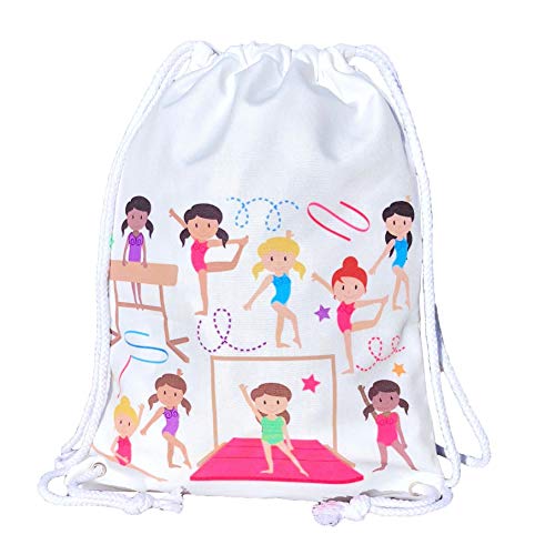HECKBO Mochila niñas, bolsa de ballet de algodón - color blanco, estampada por...
