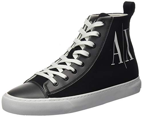 Armani Exchange High Top Cotton Sneakers, Zapatillas altas Mujer, Negro...