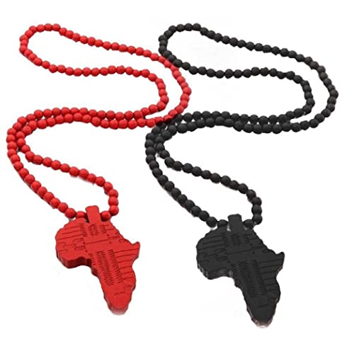 YOUXIU Collar De Madera Africa Colgante Mapa Africano Collares De Hip-Hop con...
