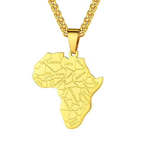bandmax Africa Map Colgante Africana de Oro Enchapdo, Colgante Mapa Africano...
