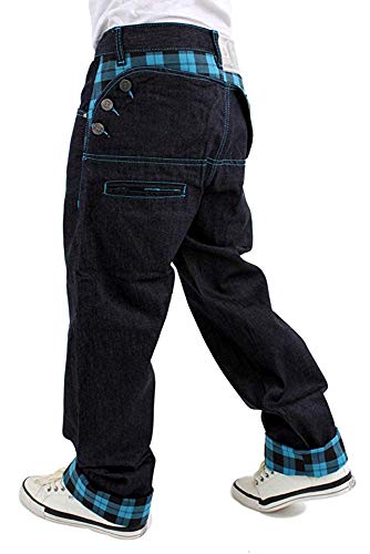 Dirty Money Escocesa Azul Cuadros Jeans - Vaqueros/Cuadros Azules, W32