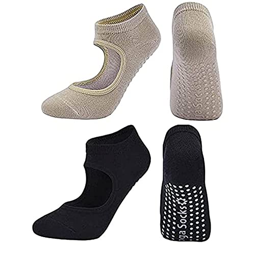 Calcetines Pilates Yoga, 2 Pares Pilates Calcetines Antideslizantes Mujer pour...