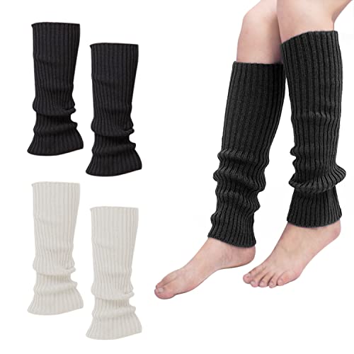 2 pares de calentadores de piernas de punto de invierno, leggings de lana de...