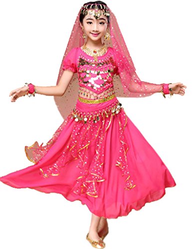 Astage Niña Traje Danza del Vientre Lentejuelas Danza India Halloween Disfraz...