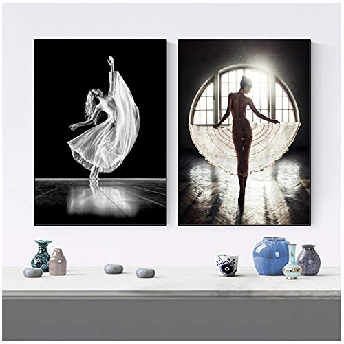 Cuadro en lienzo Arte de pared Modern Girl Ballet Dance Posters Cuadros de pared...