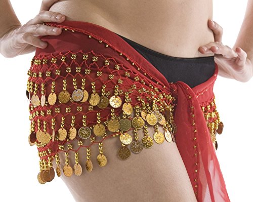 LQZ(TM) cinturón de seda para danza del vientre, para mujer o niña rojo...