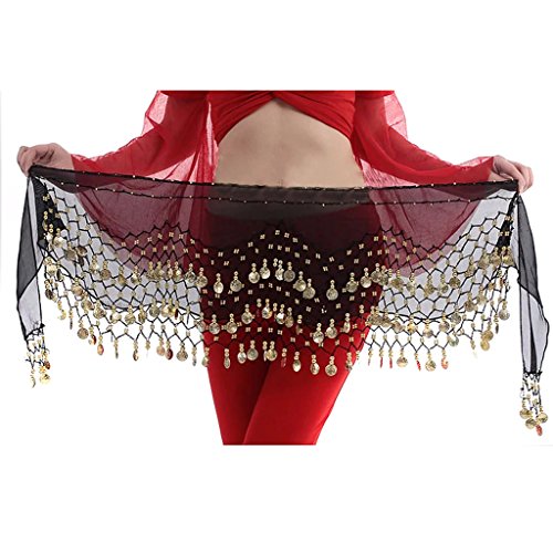 Hee Grand 3 Rows Belly Dancing Dance Hip Scarf Skirt Belt With 128 Coins