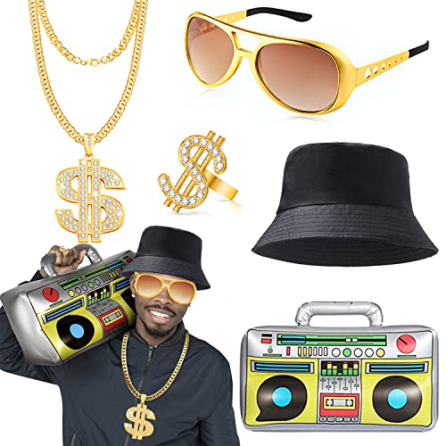 Conjunto de disfraces de hip hop, hombres de los años 80 y 90, accesorios de...