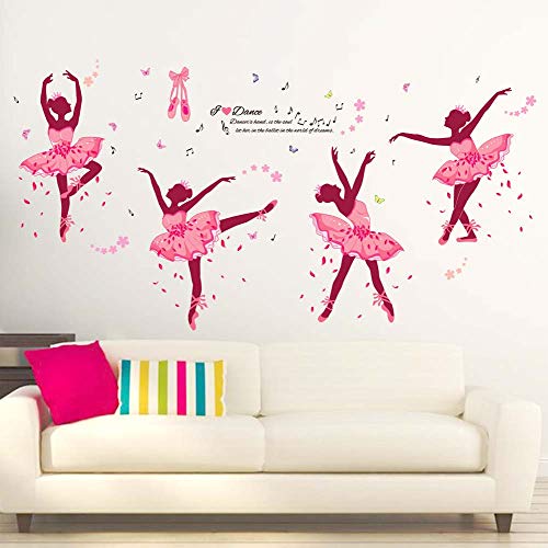 iwallsticker Adhesivo decorativo para pared, diseño de bailarina, color rosa,...